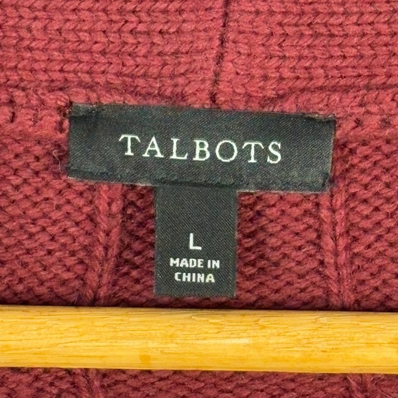 Talbots Women Cable Knit Sweater Blazer Sz L Burgundy Business Academia Office - Picture 8 of 13